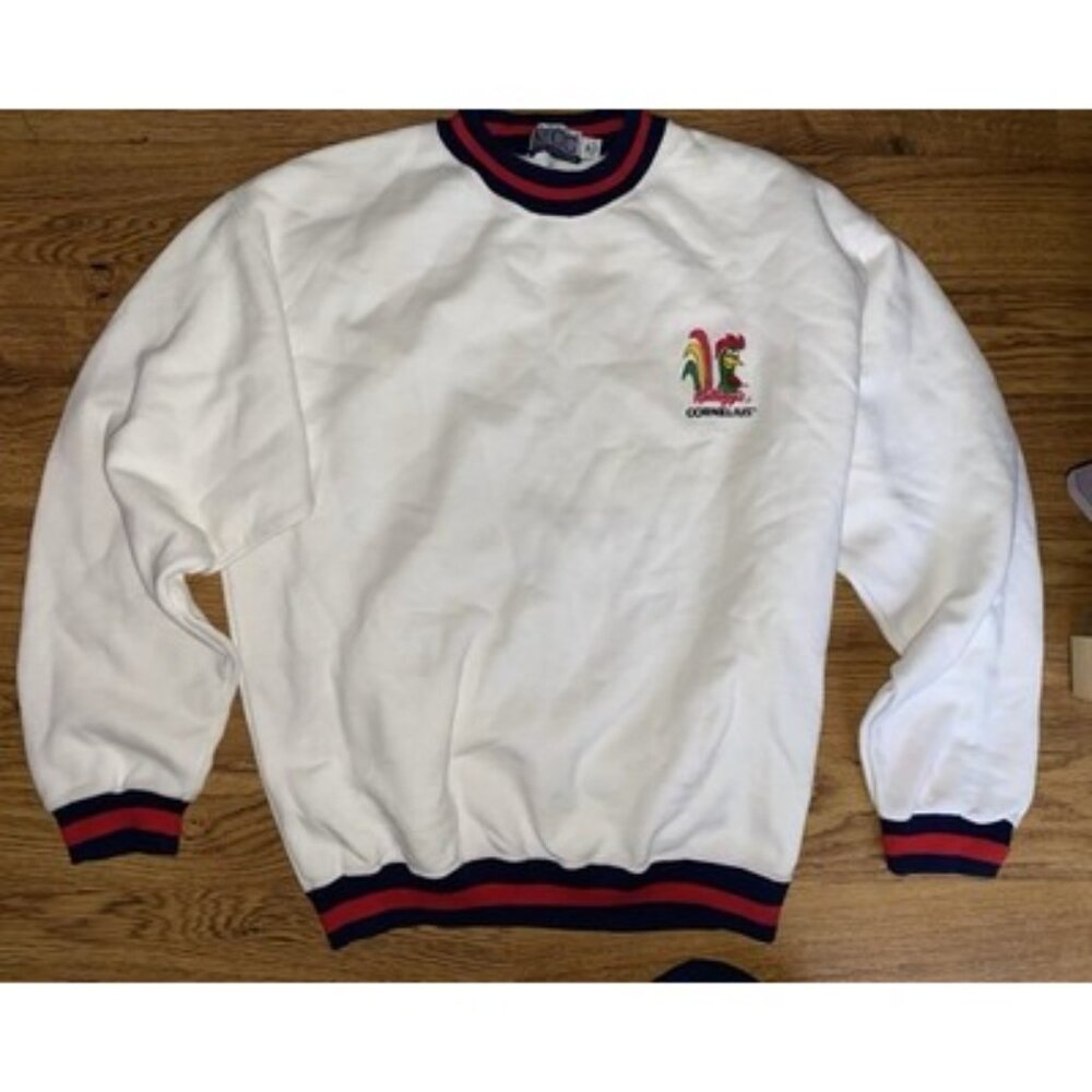 VINTAGE KELLOGG'S CORNELIUS CORN FLAKES MEN'S WHITE SWEATSHIRT SIZE M USA